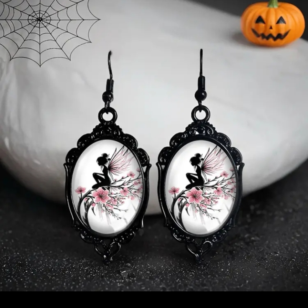 Black Fairy Silhouette Earrings